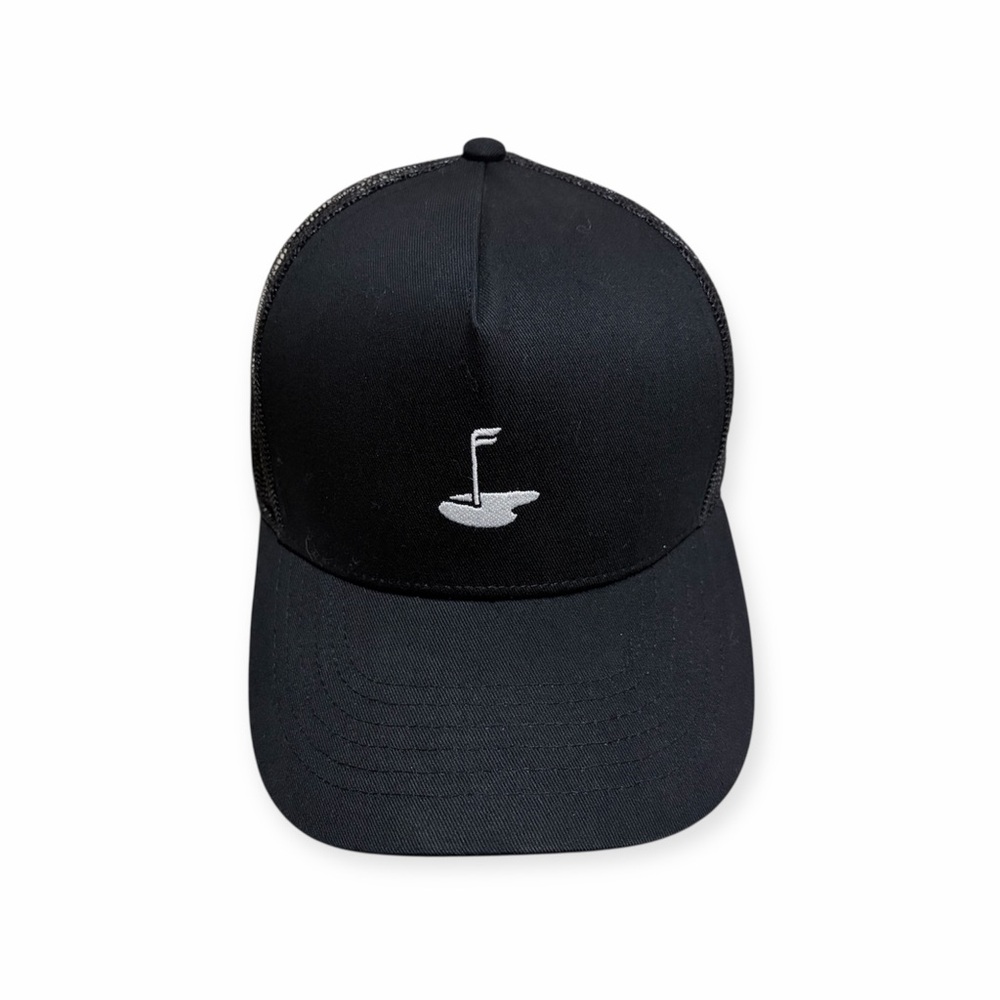 5/$30 🎈 Fabletics golf Black Trucker Hat with White flag Logo
